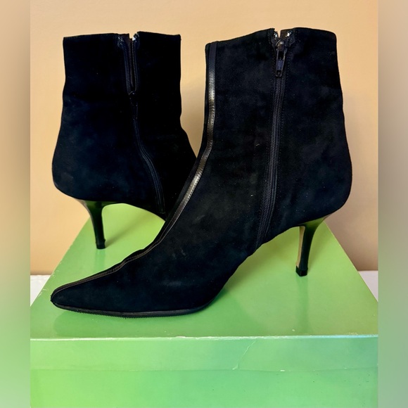 Made in Italy, Fabio Rusconi Black Suede Booties with Leather Stripe - Size 39.5 - Picture 3 of 11